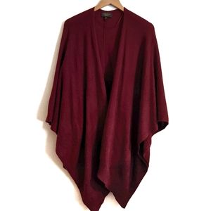 Charters Club 100% Cashmere Poncho Shawl Burgundy
